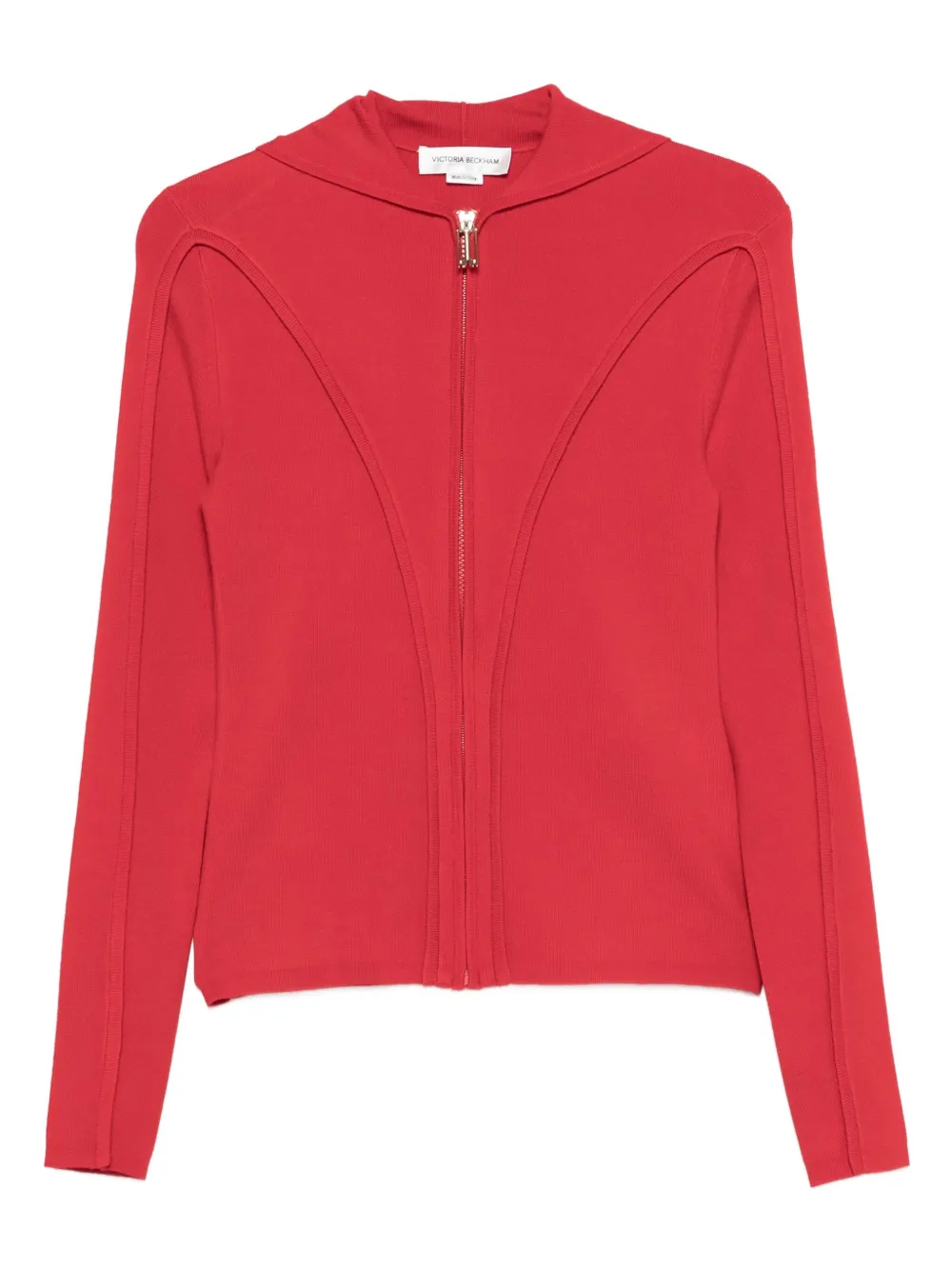 Victoria Beckham zip-front panelled cardigan Rood