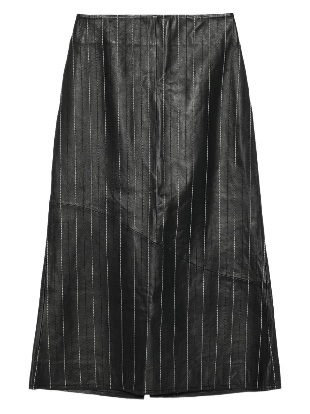 Victoria Beckham pinstripe leather midi skirt Zwart