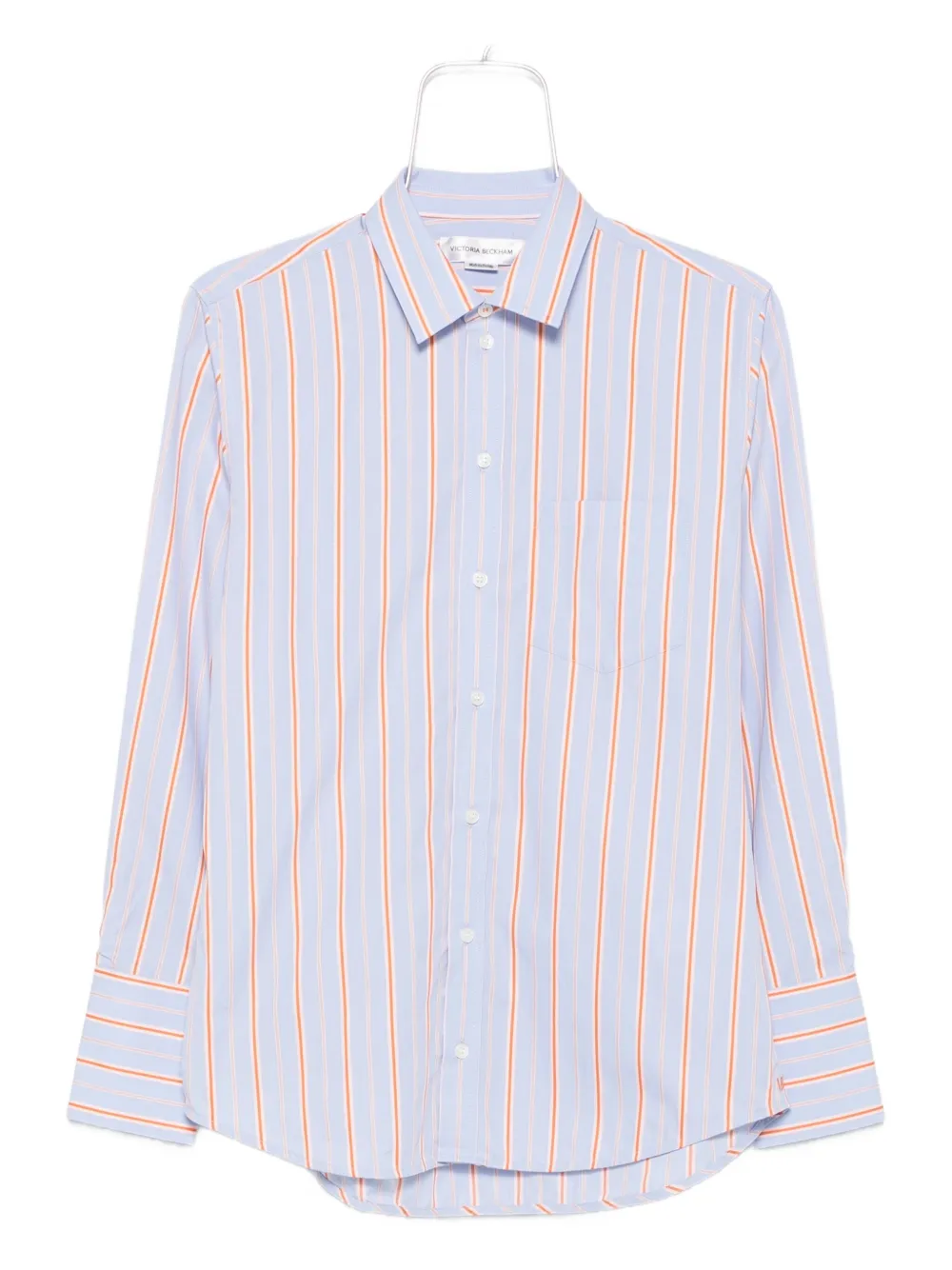Victoria Beckham striped cotton long-sleeve shirt Blauw