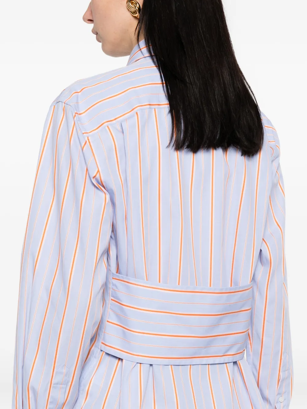 Victoria Beckham striped cotton long-sleeve shirt Blauw