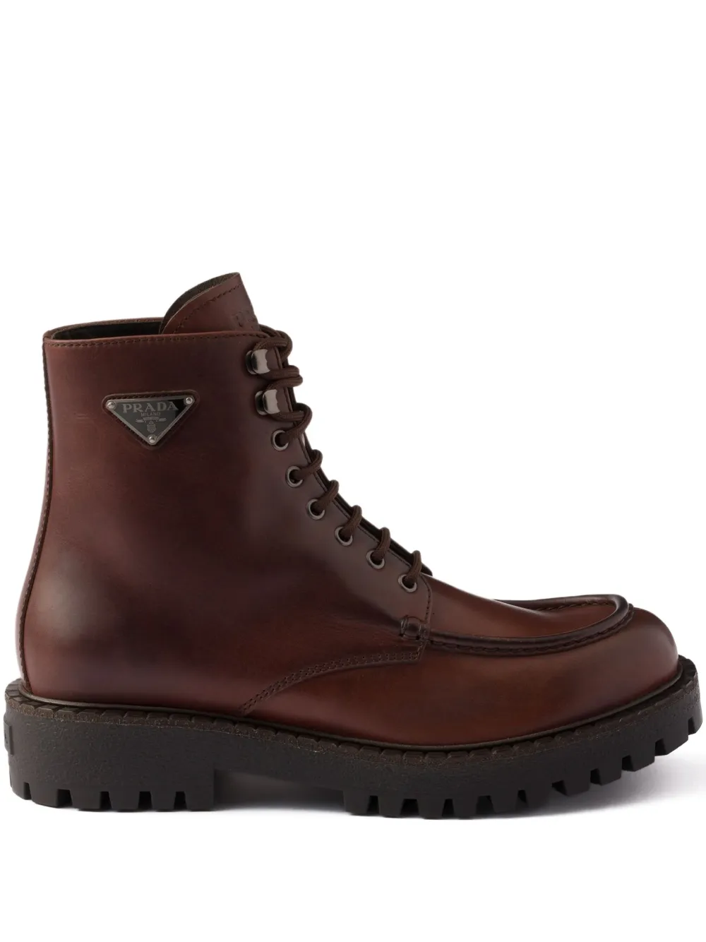Prada lace-up lug-sole boots Brown