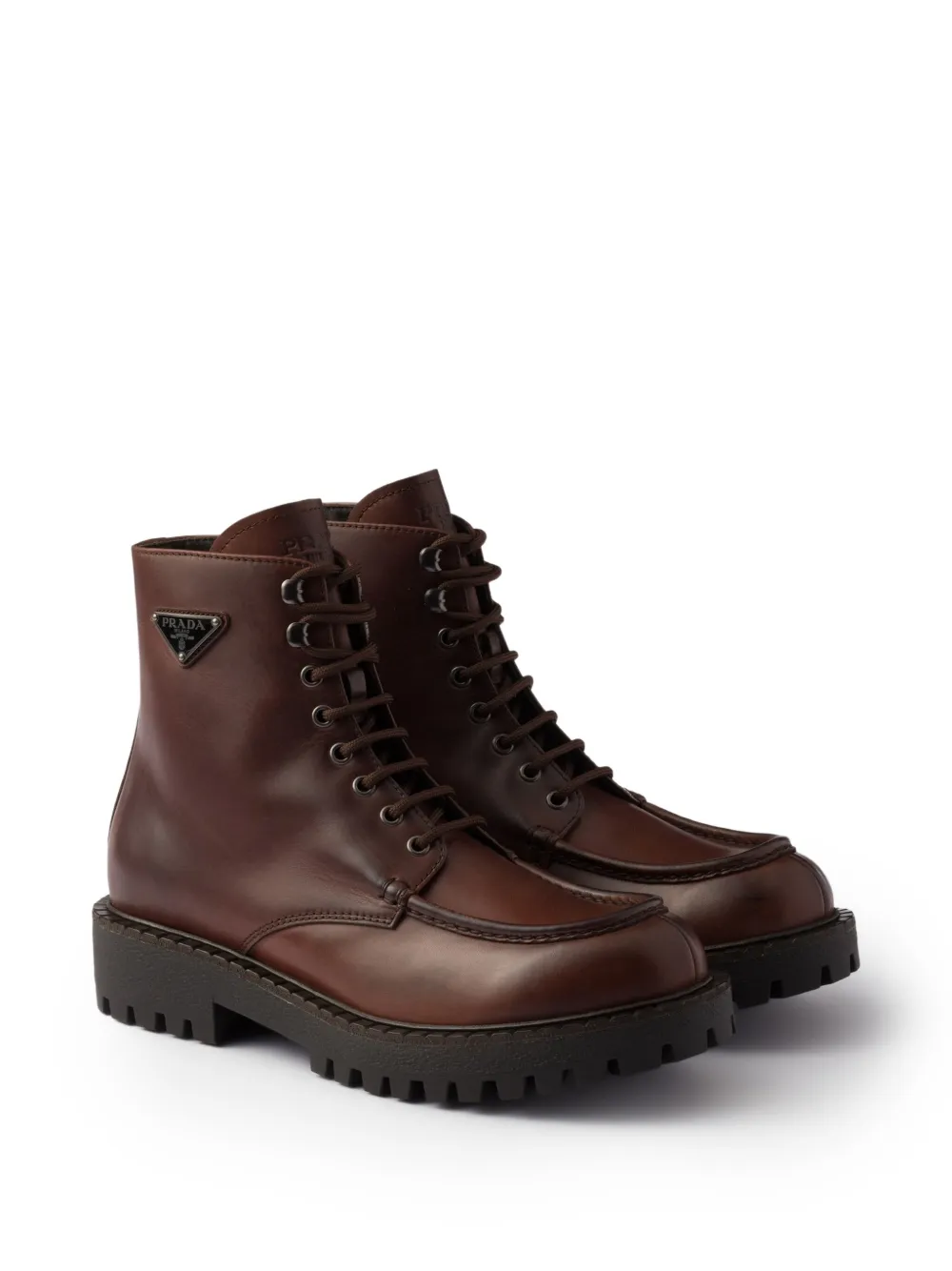 Prada lace-up lug-sole boots Brown