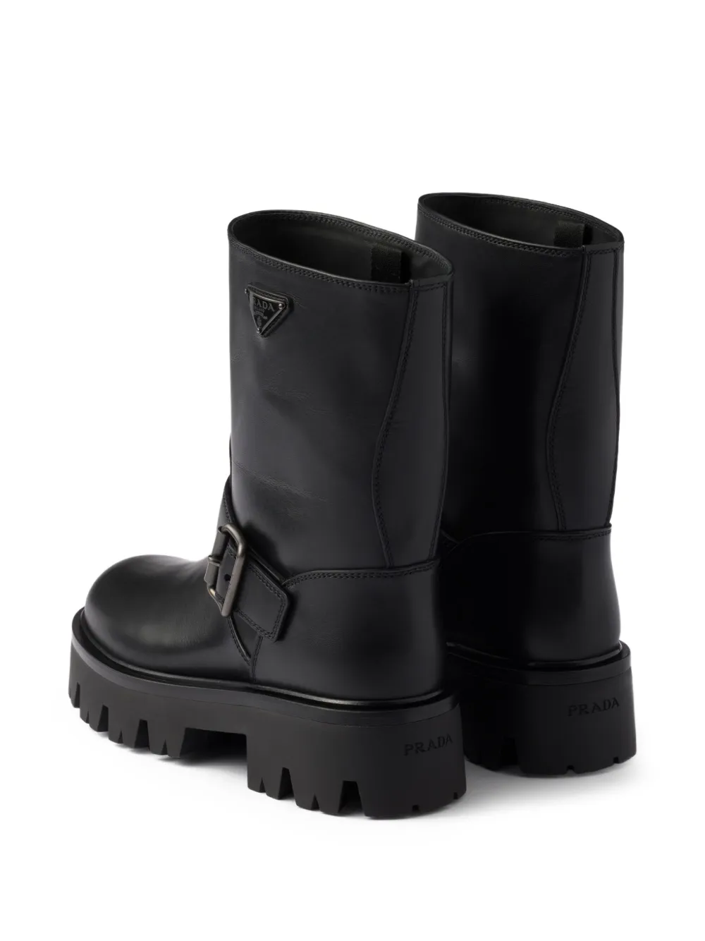 Prada buckle-fastening lug-sole boots Black