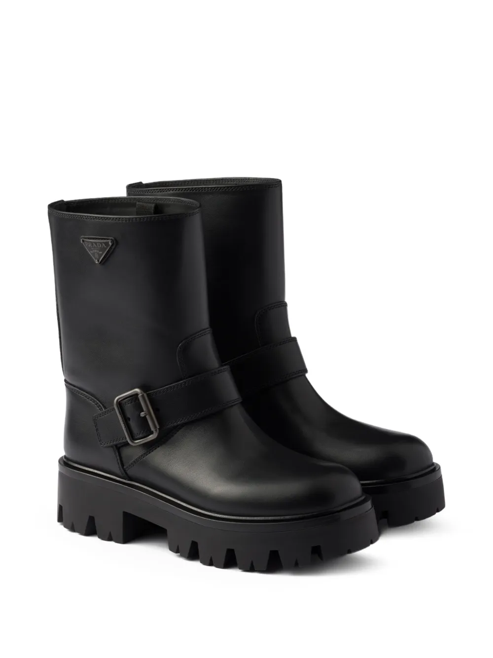 Prada buckle-fastening lug-sole boots Black