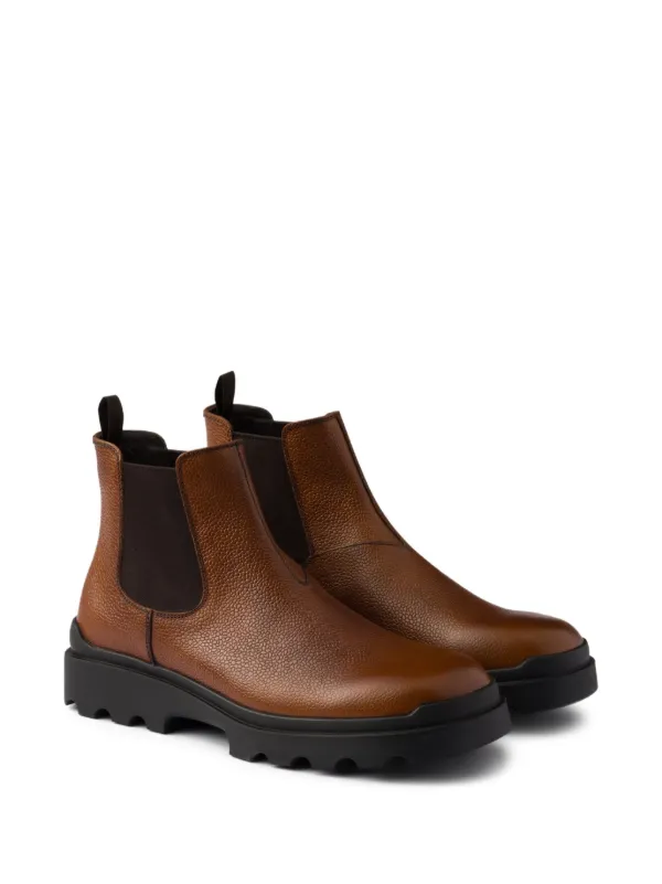 Prada textured-leather Chelsea Boots | Brown | FARFETCH