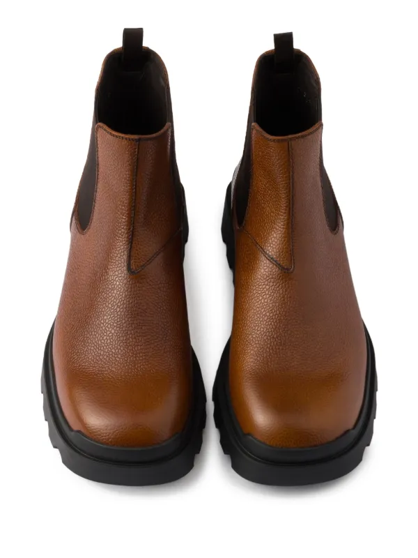 Prada textured-leather Chelsea Boots | Brown | FARFETCH