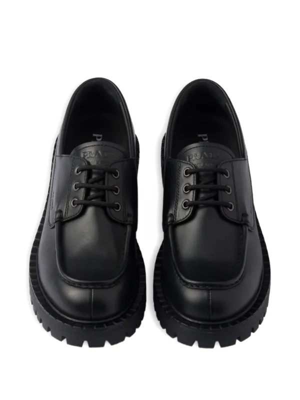 Prada Leather lace-up Derby Shoes | Black | FARFETCH