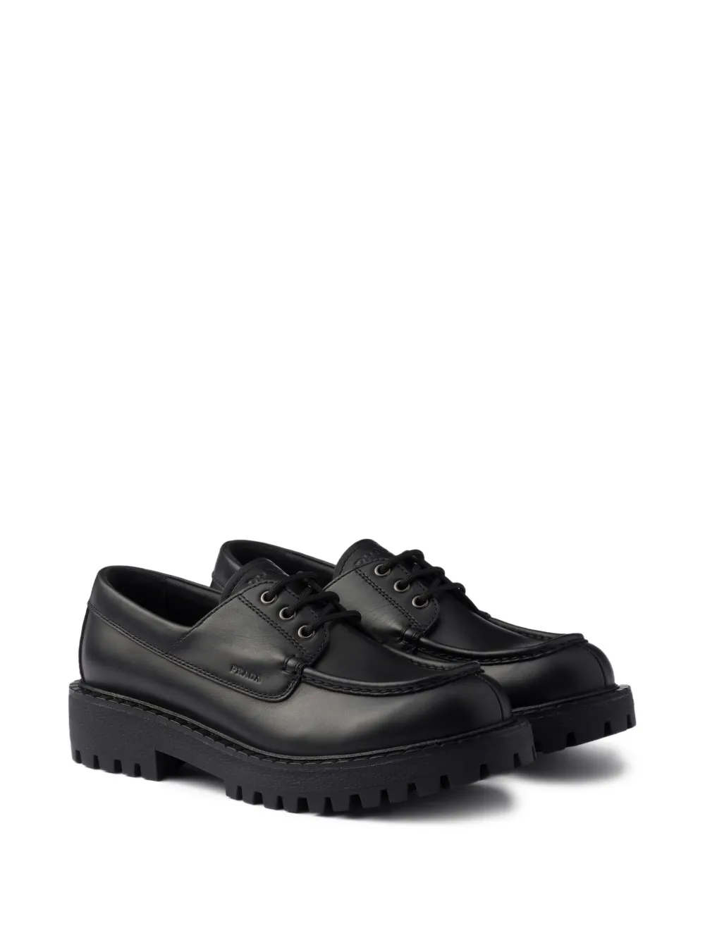 Prada leather lace-up derby shoes Black