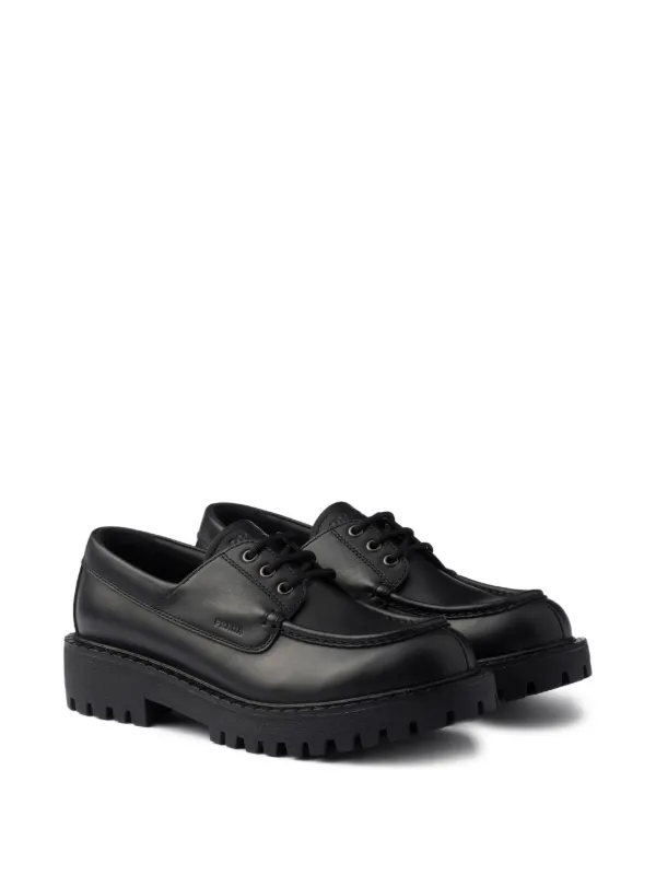 Prada Leather lace-up Derby Shoes Black FARFETCH ID