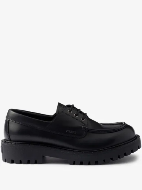 Prada laced leather loafers