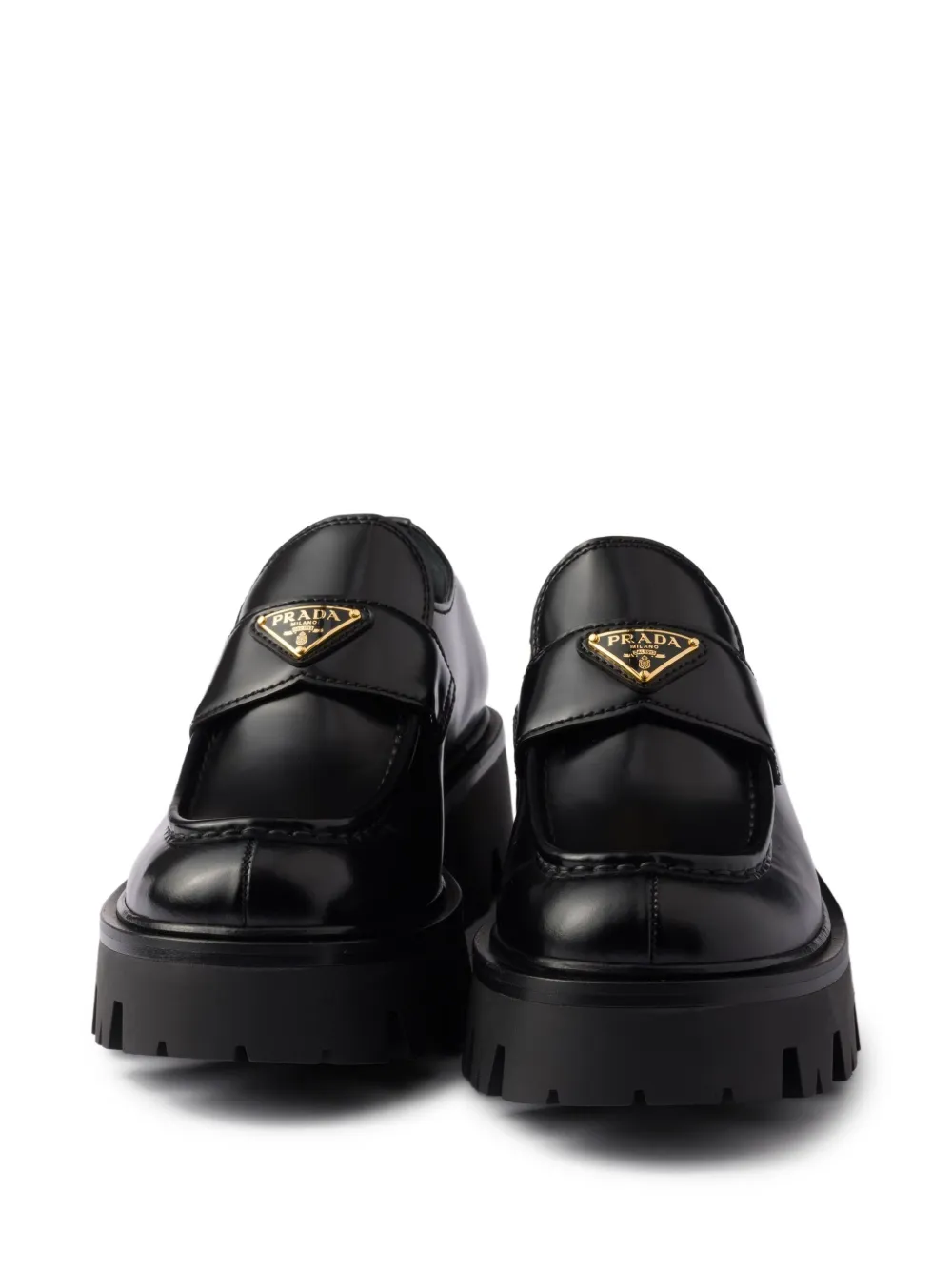 Prada triangle-logo platform loafers Black