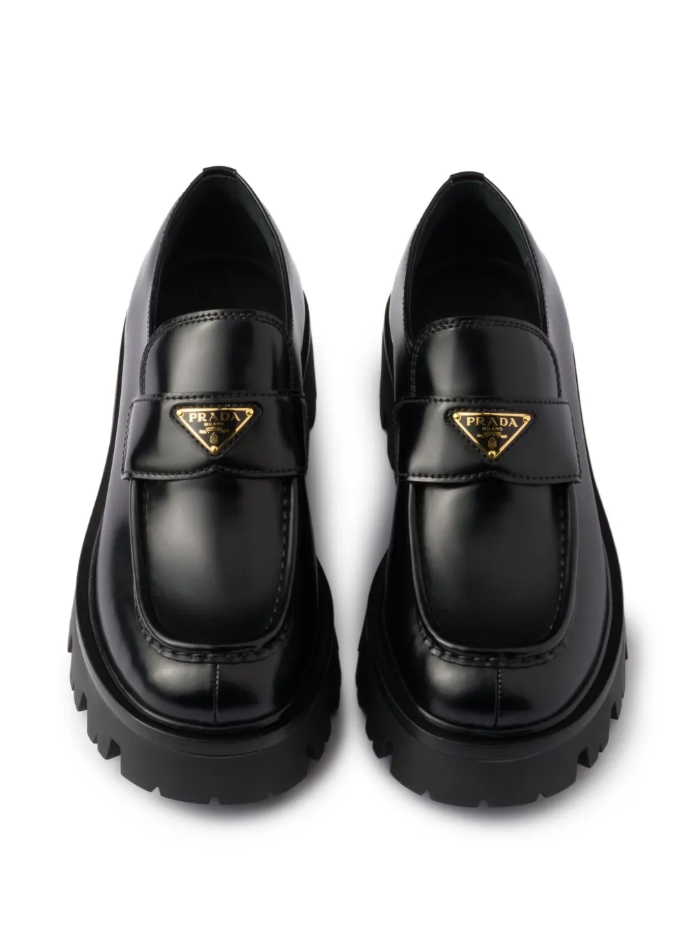 Prada triangle-logo platform loafers Black