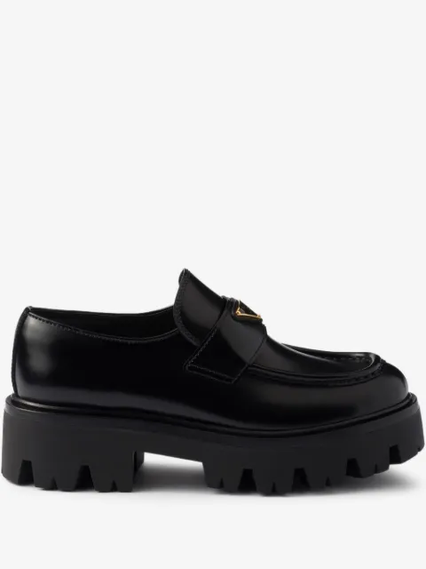 Prada logo-plaque chunky-sole loafers