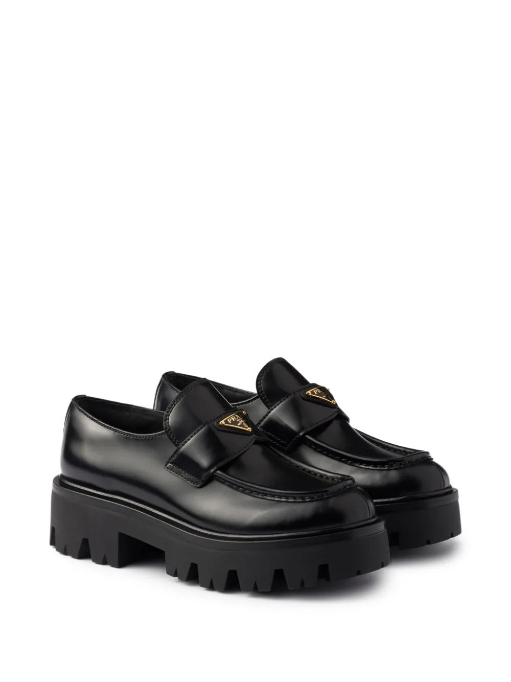Prada triangle-logo platform loafers Black