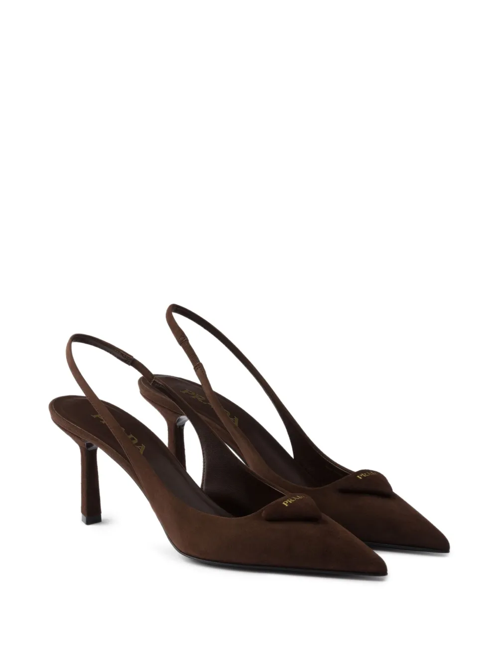 Prada 75mm slingback triangle-logo pumps Brown