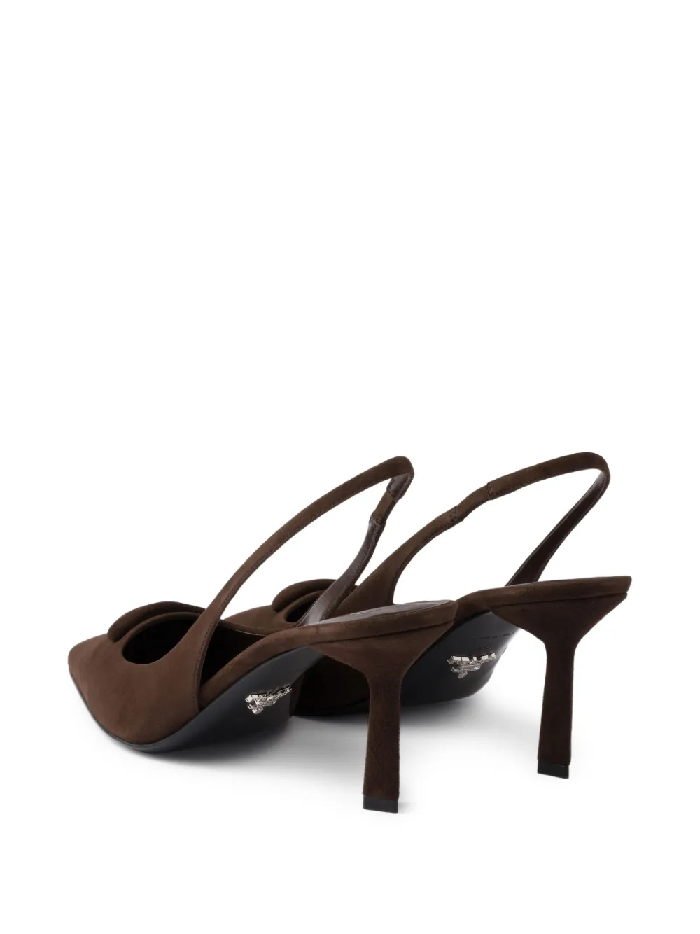 Prada 75mm slingback triangle-logo pumps Brown