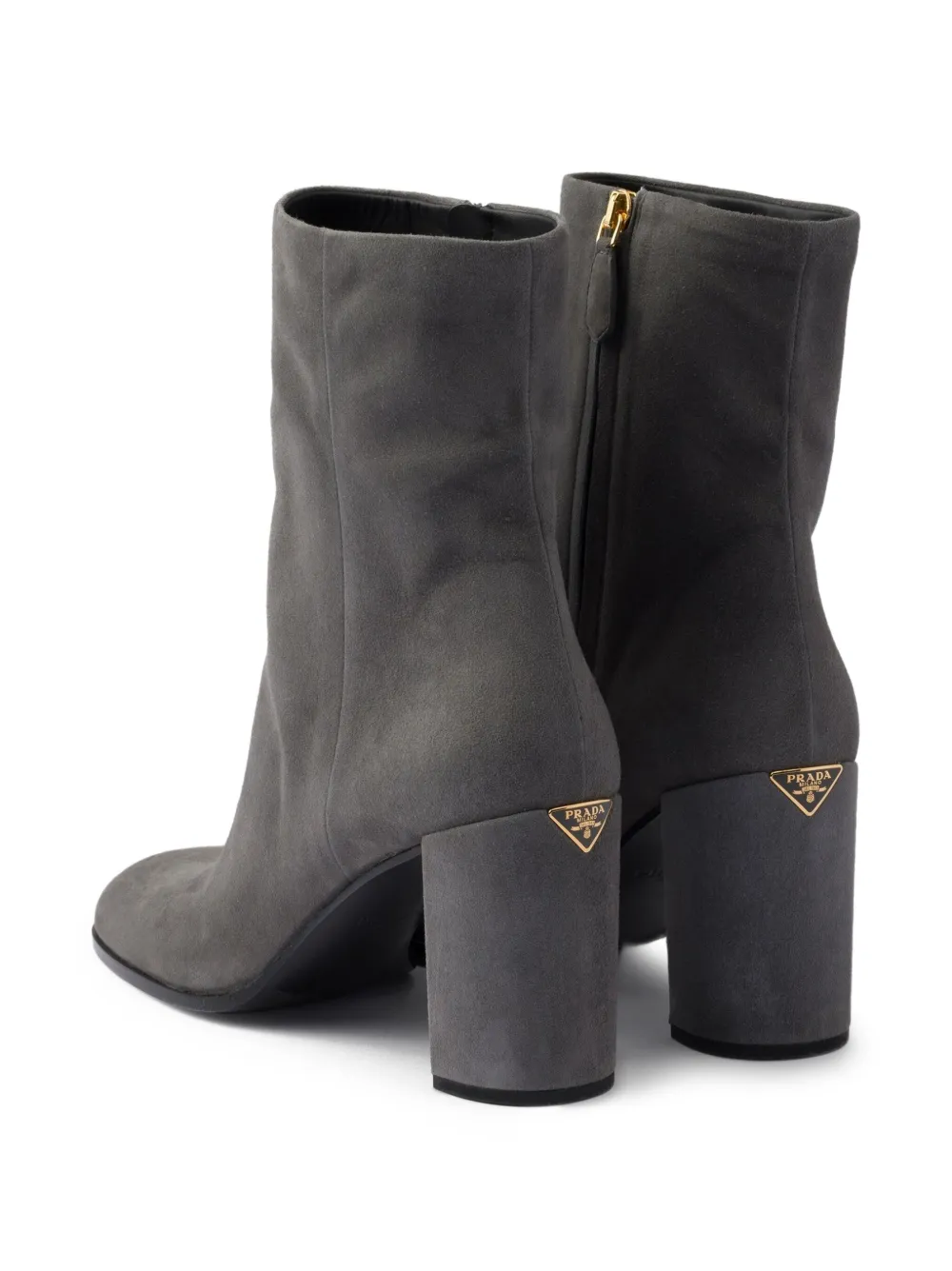 Prada 85 mm suède laarzen met blokhak Grijs