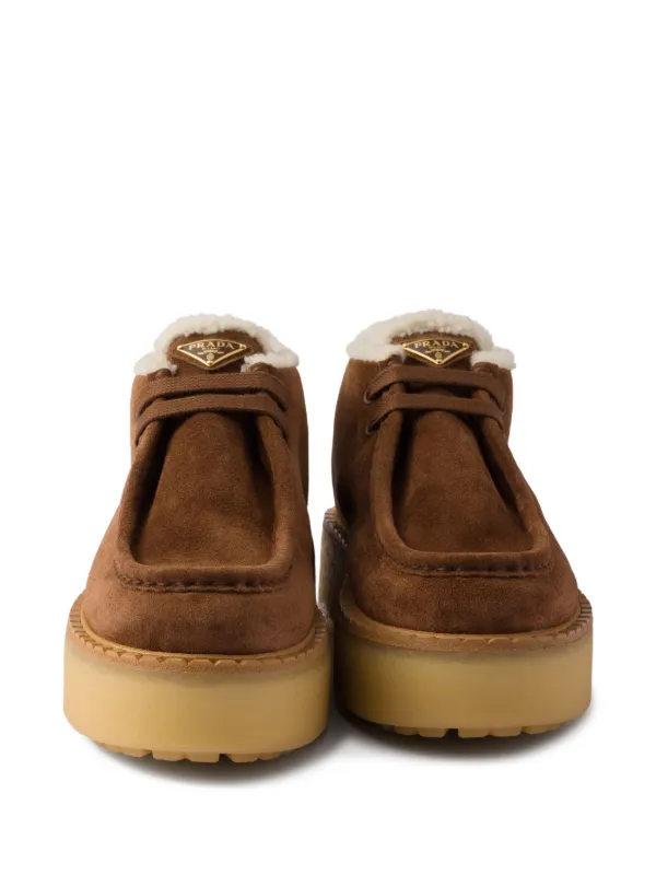 PRADA / ブーツ/37/BRW/スエードカーフブーティー Prada Suede Platform Boots | Brown | FARFETCH