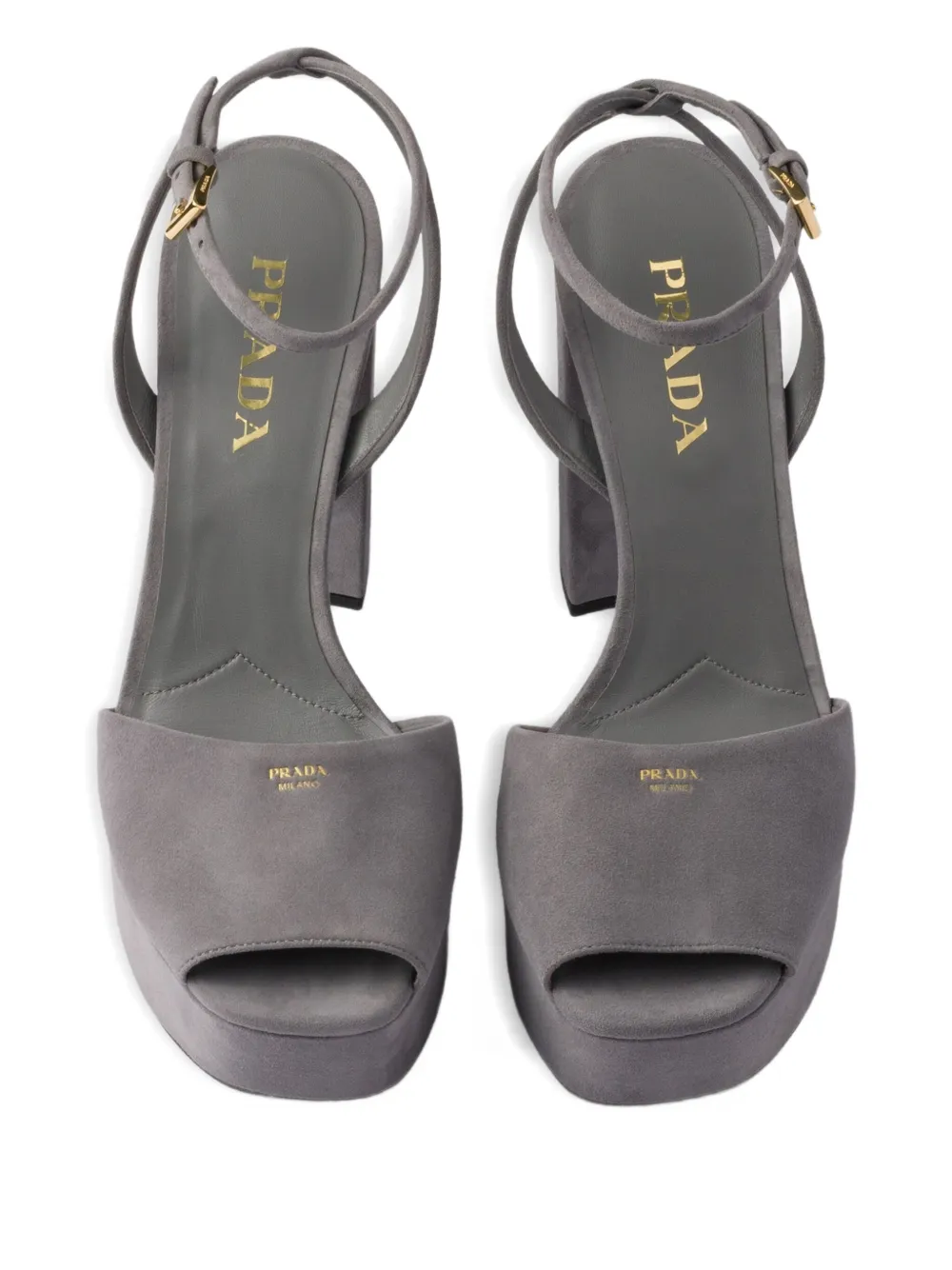 Prada 115mm Buckle-strap Platform Sandals In Gray
