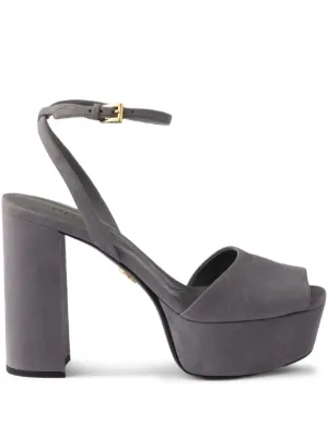 Prada 115mm Leather Platform Sandals | Black | FARFETCH