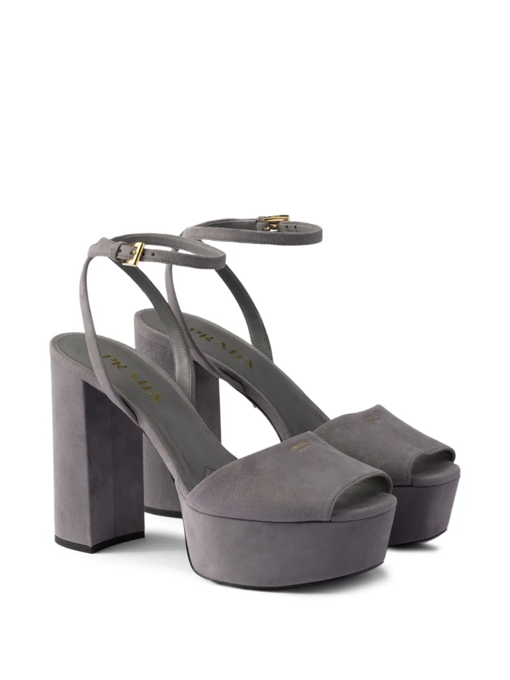 Prada 115mm Buckle-strap Platform Sandals In Gray