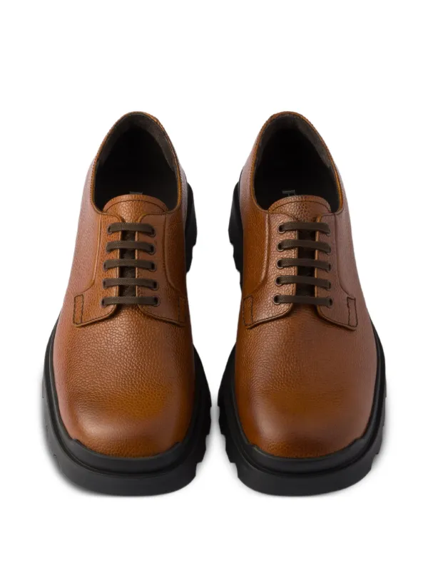 PRADA ブラウン レースアップシューズ Prada レースアップ レザーシューズ | ブラウン | FARFETCH JP