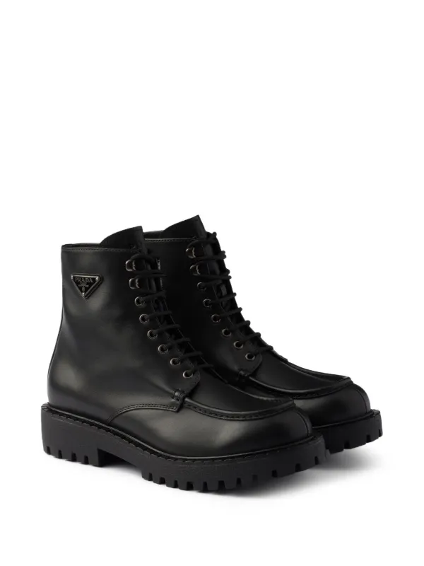 プラダ　ワークブーツ　37 プラダ ワークブーツ 37 Prada lace-up lug-sole Boots | Black | FARFETCH