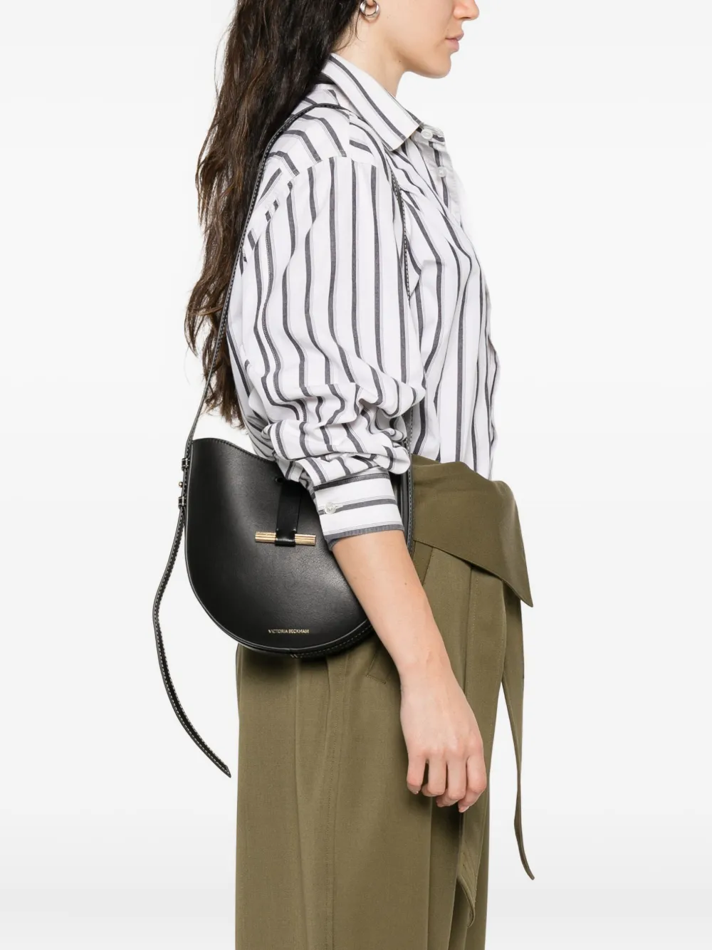 Victoria Beckham Halvemaanvormige tas met gesp Zwart