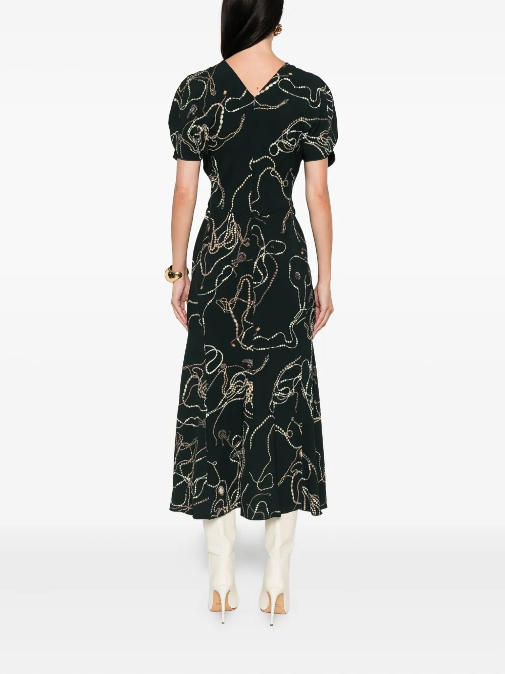 Victoria Beckham printed midi dress Groen