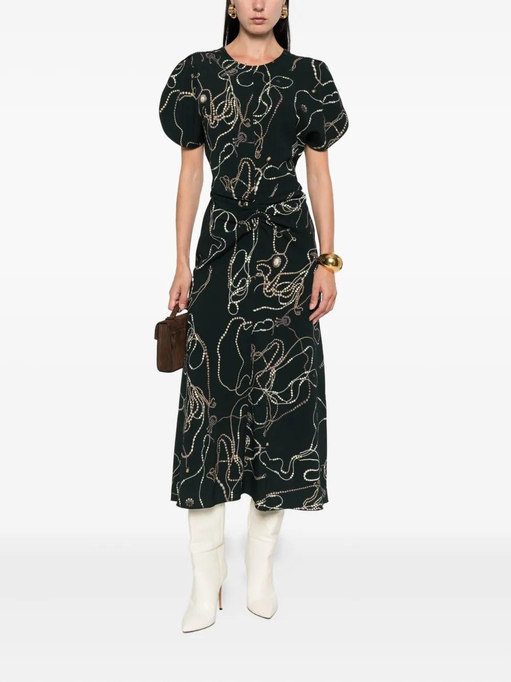 Victoria Beckham printed midi dress Groen