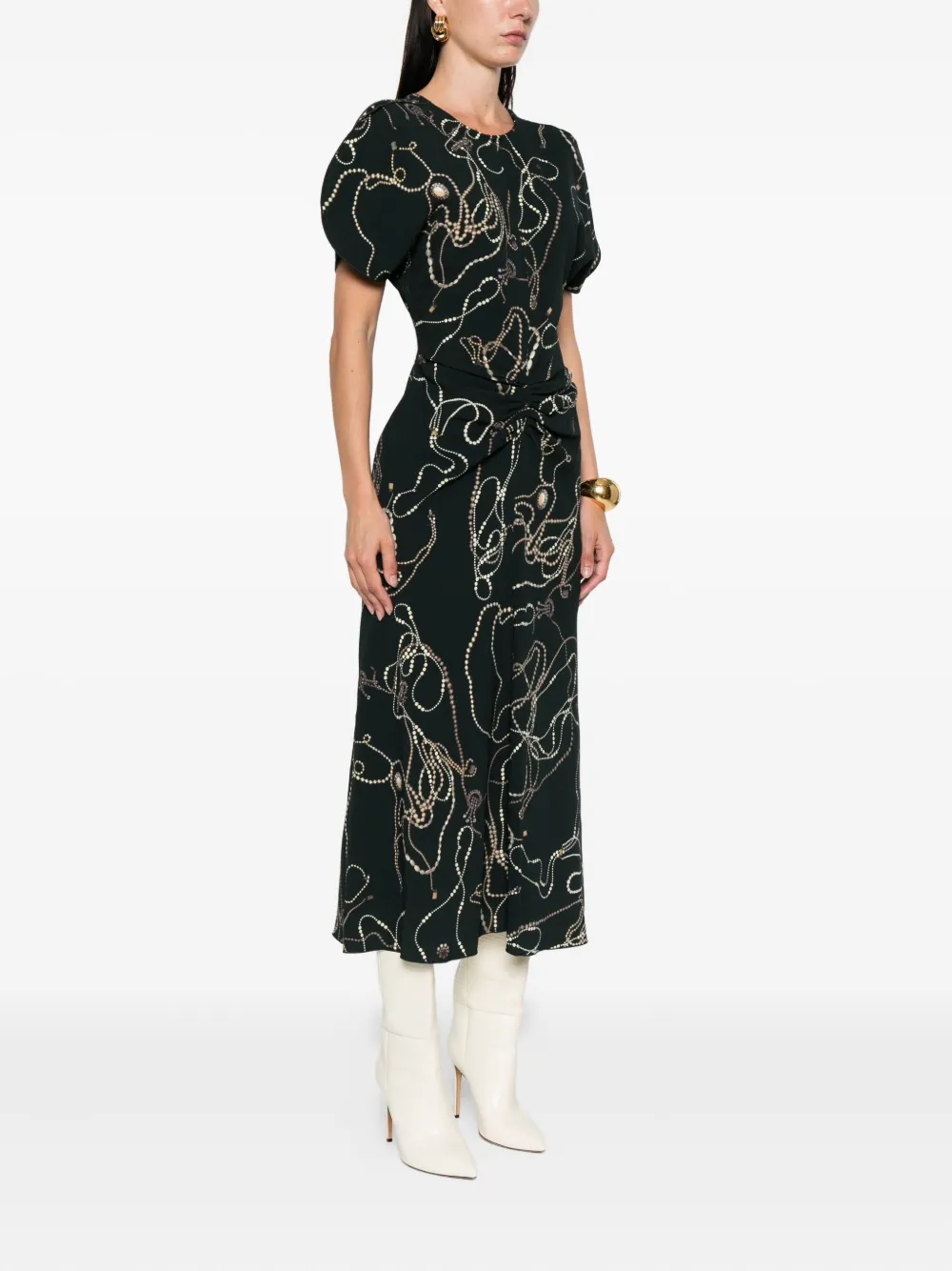 Victoria Beckham printed midi dress Groen
