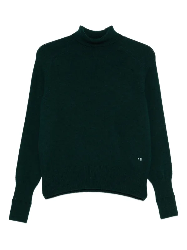 Victoria Beckham High-neck Wool Jumper in Green