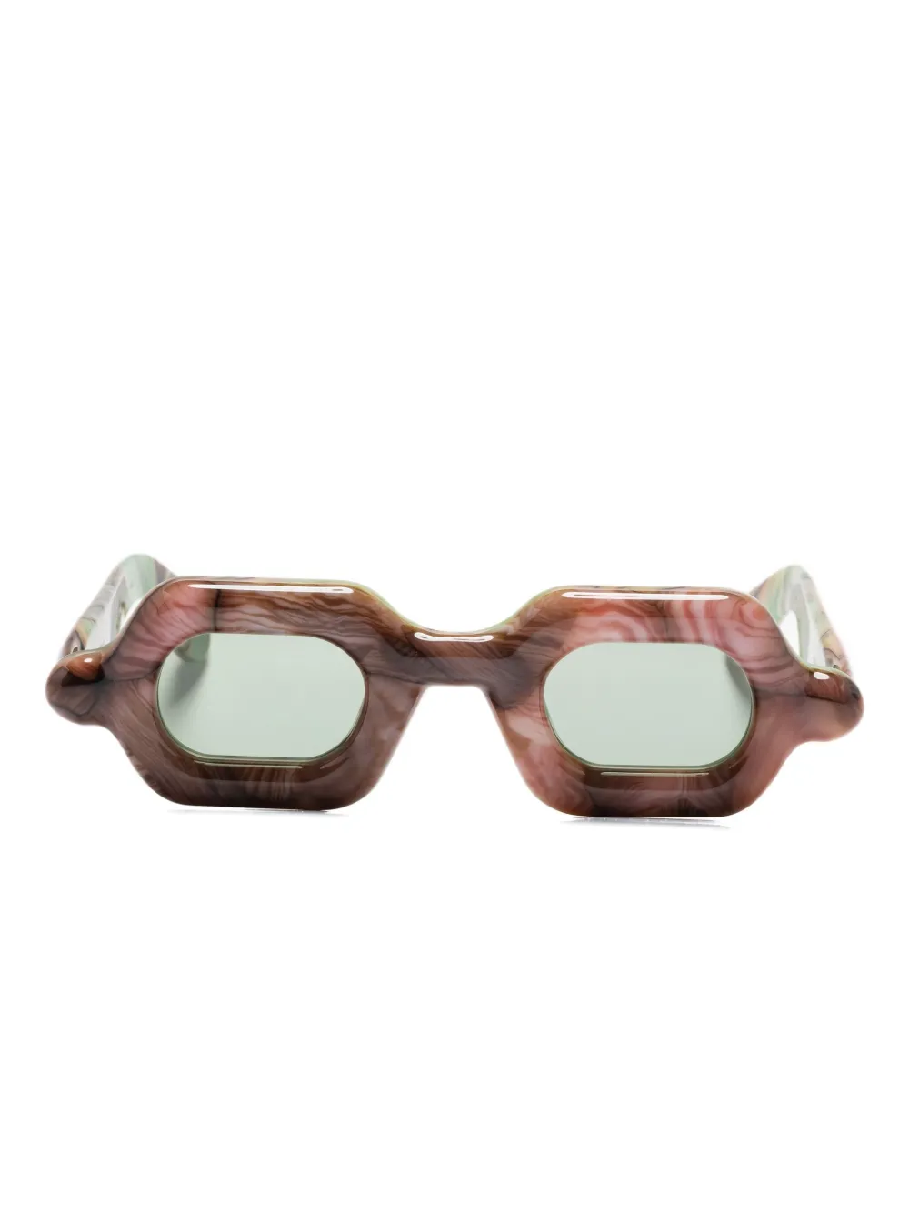 Paloceras Pebble zonnebril met geometrisch montuur en marmer-effect Bruin