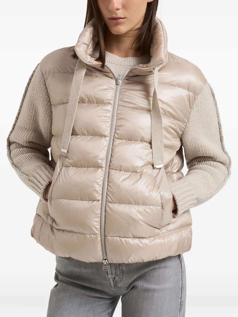Herno quilted knitted-sleeve jacket | Neutrals | Image 1