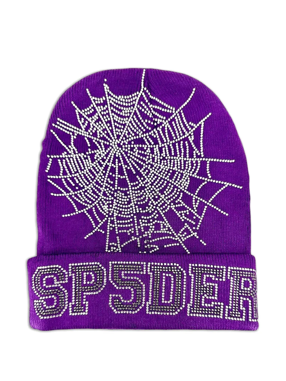 SP5DER rhinestone-web beanie - Viola