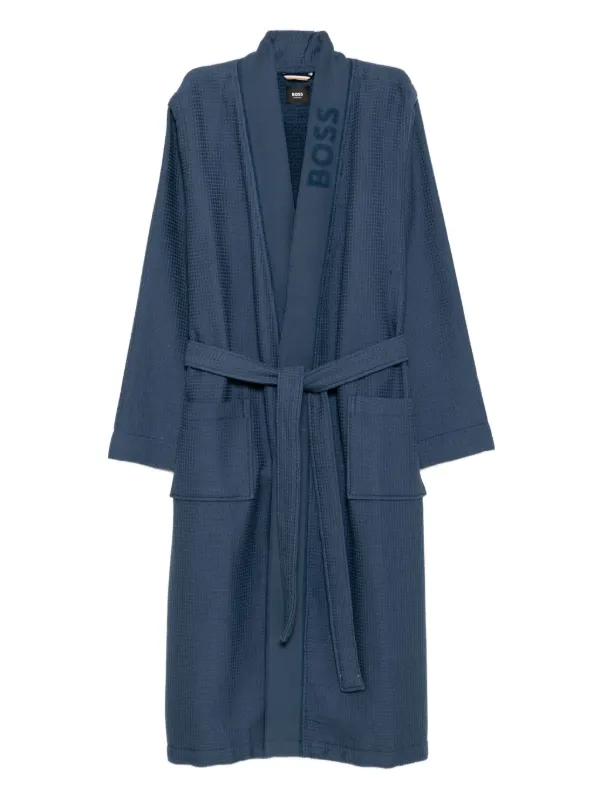 BOSS logo-embroidered Dressing Gown | Blue | FARFETCH