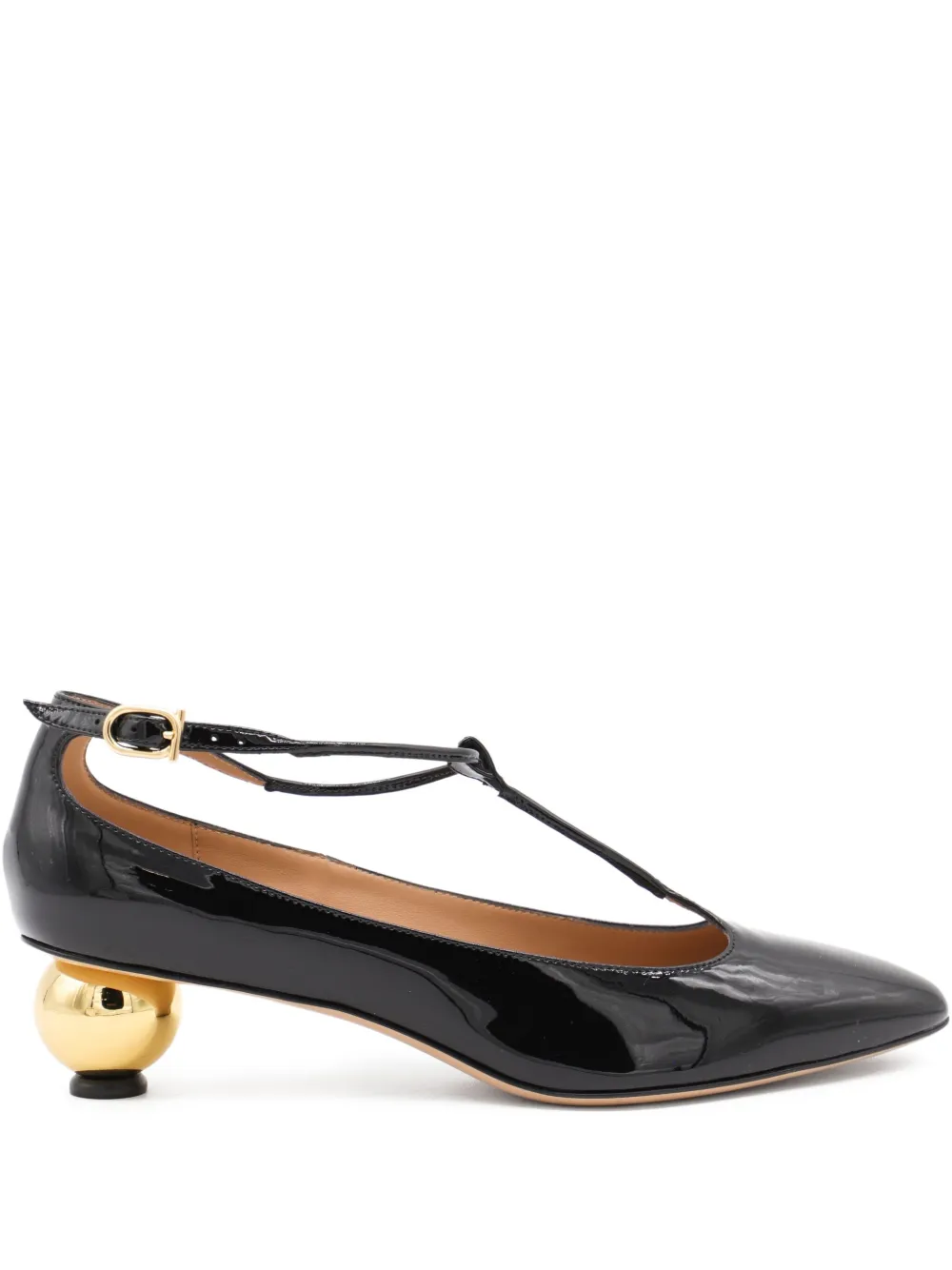 Ferragamo 40mm leather T-strap pumps - ブラック Ferragamo 40mm leather T-strap pumps - ブラック