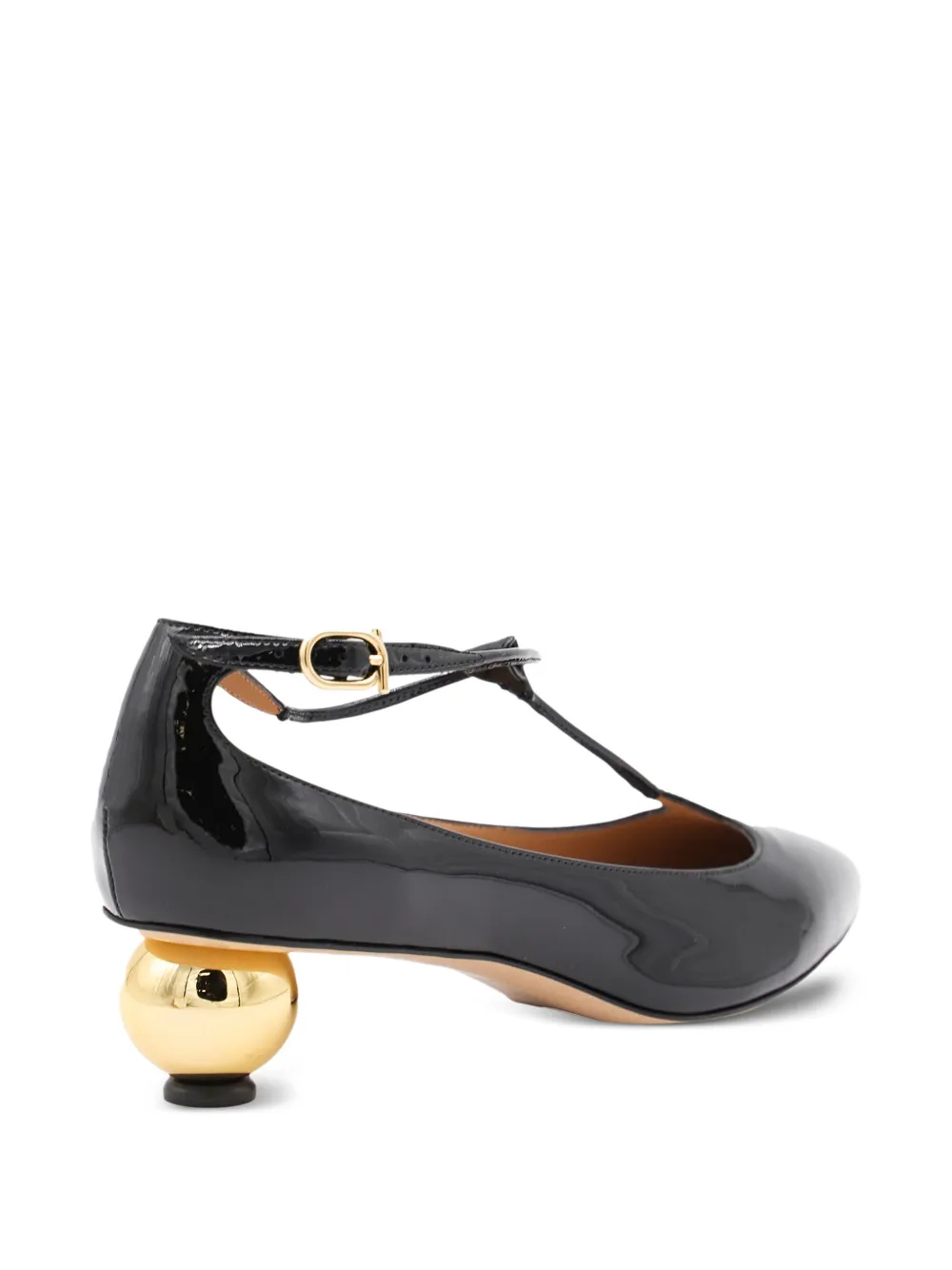 Ferragamo 40 mm leren pumps met T-bandje Zwart