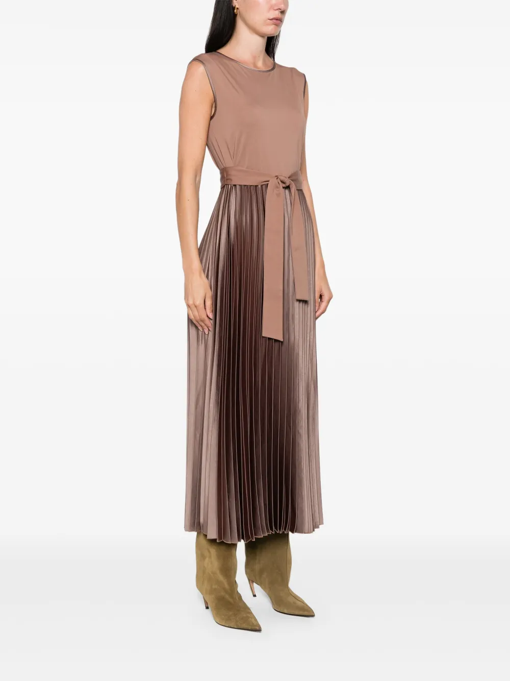 Weekend Max Mara pleated belted dress Bruin