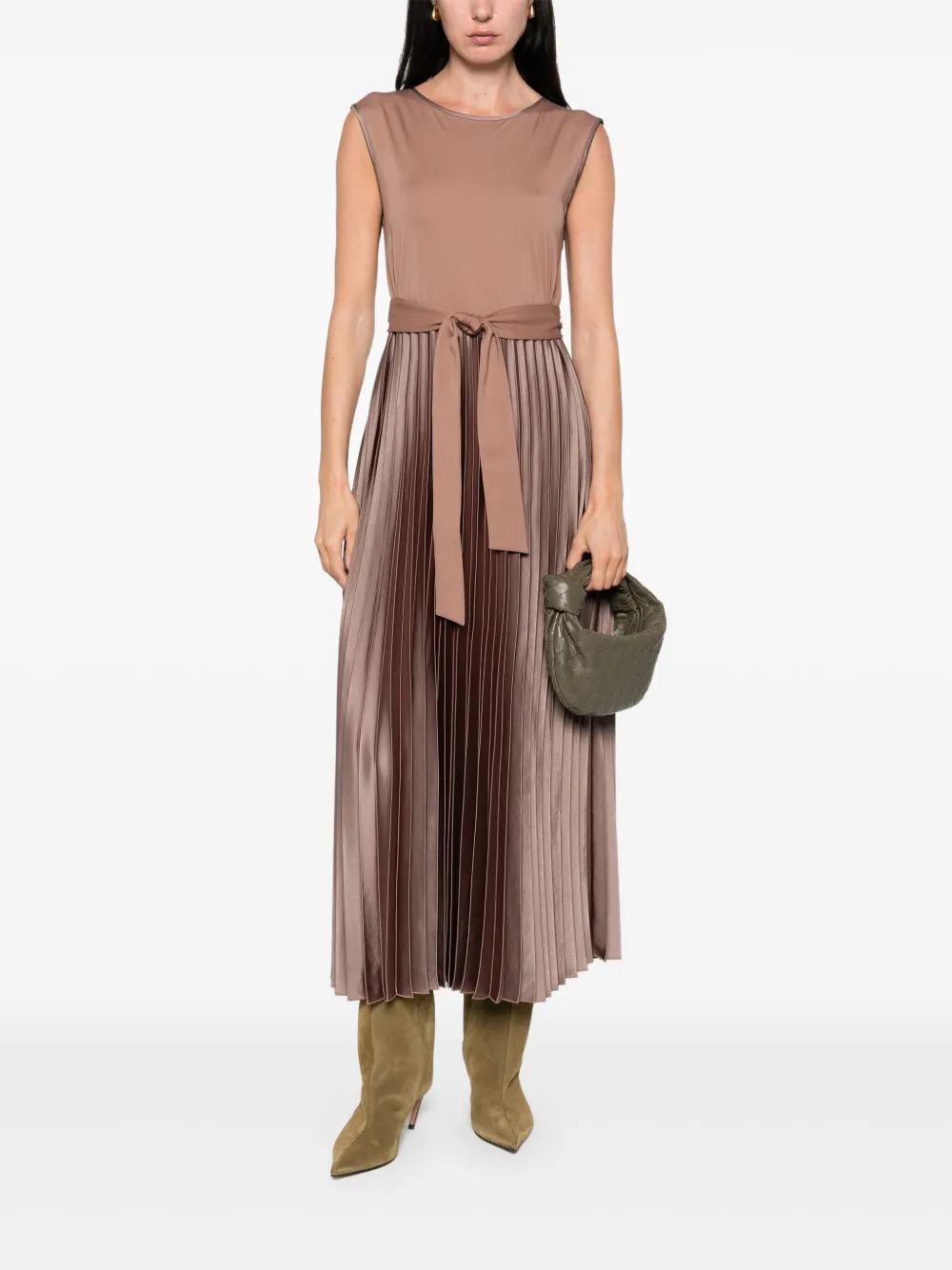 Weekend Max Mara pleated belted dress Bruin