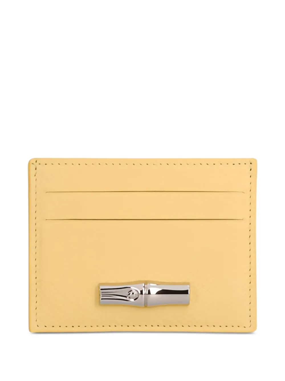 Longchamp Abito Textured Leather Cardholder In Yellow