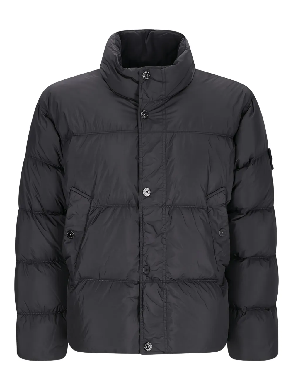 Stone Island Donsjack met Compass-logopatch Zwart