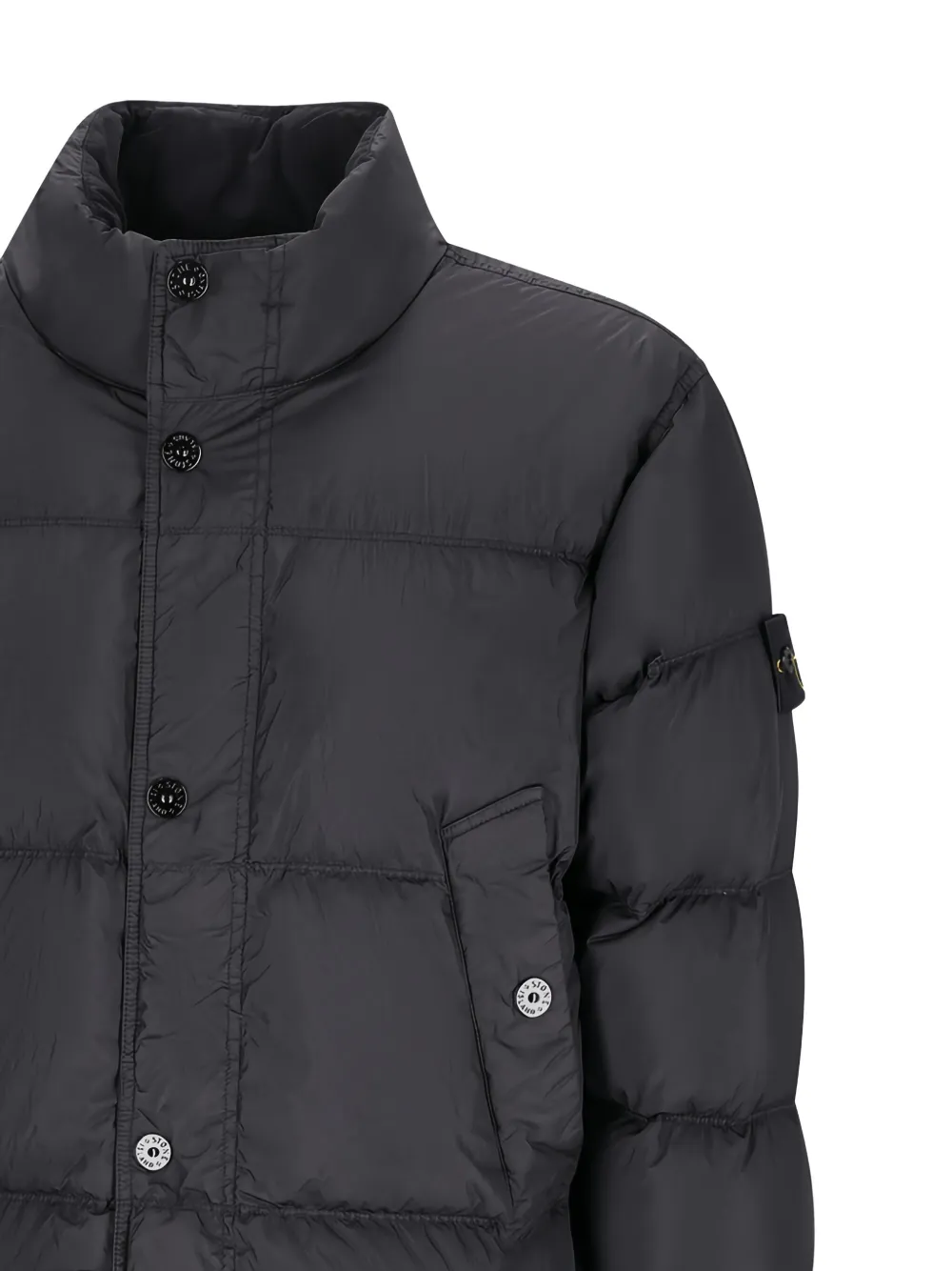 Stone Island Donsjack met Compass-logopatch Zwart
