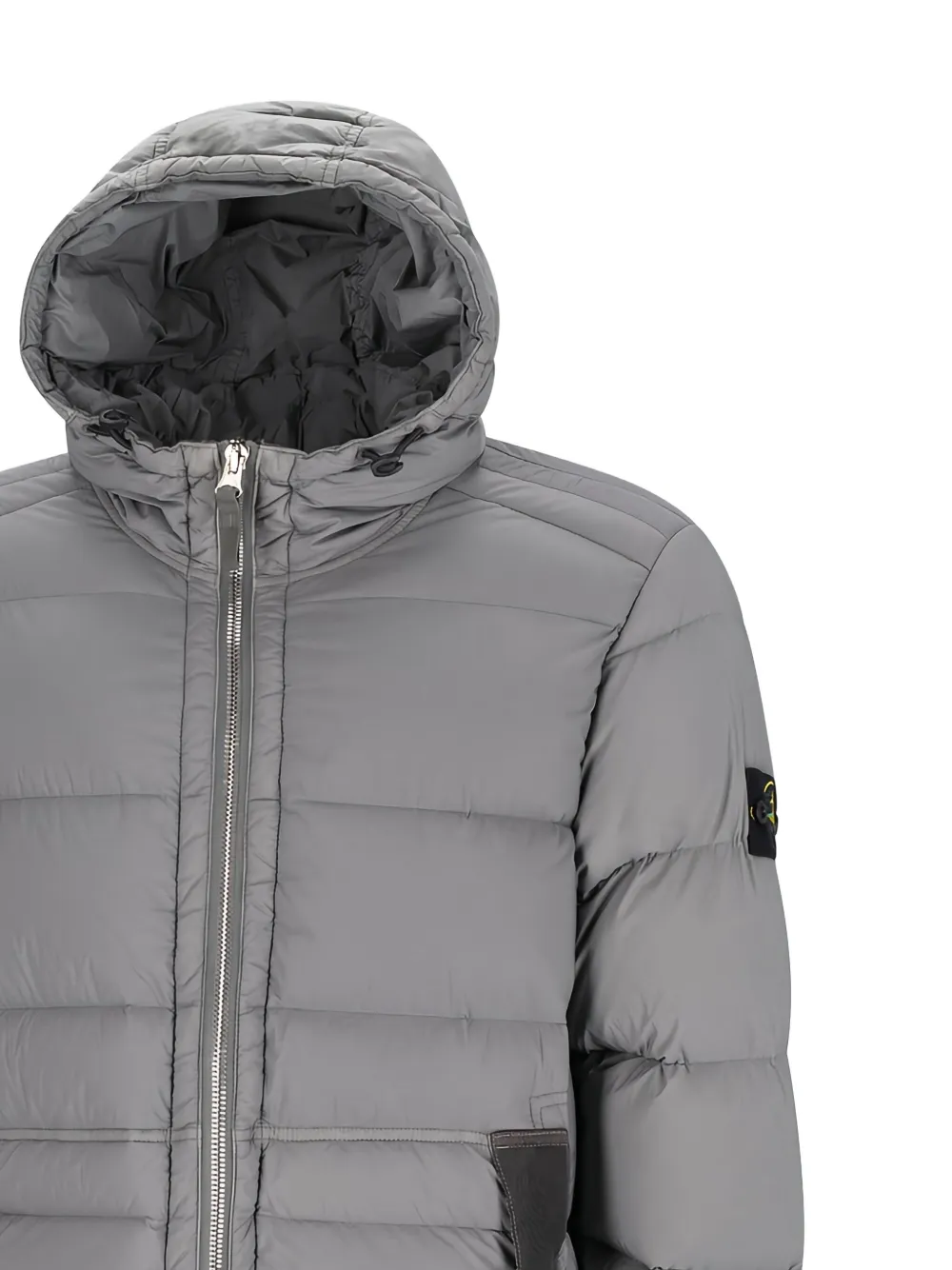 Stone Island 4100040 Seamless Tunnel Nylon Down-TC jack met capuchon Grijs
