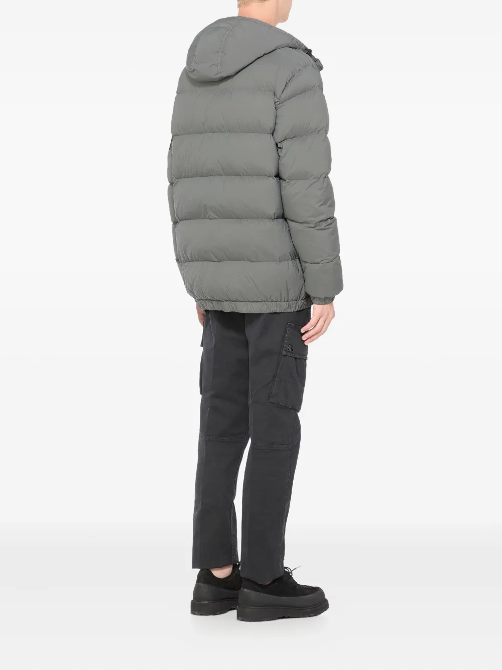 Stone Island 4100040 Seamless Tunnel Nylon Down-TC jack met capuchon Grijs