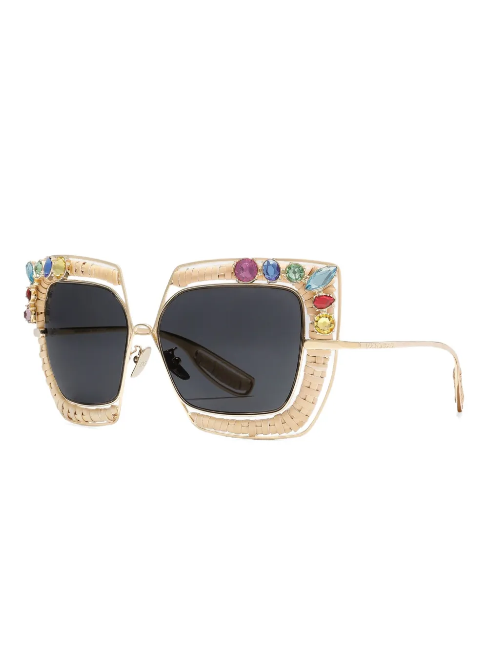 Dolce & Gabbana Eyewear Rafia Fiori embellished sunglasses Goud