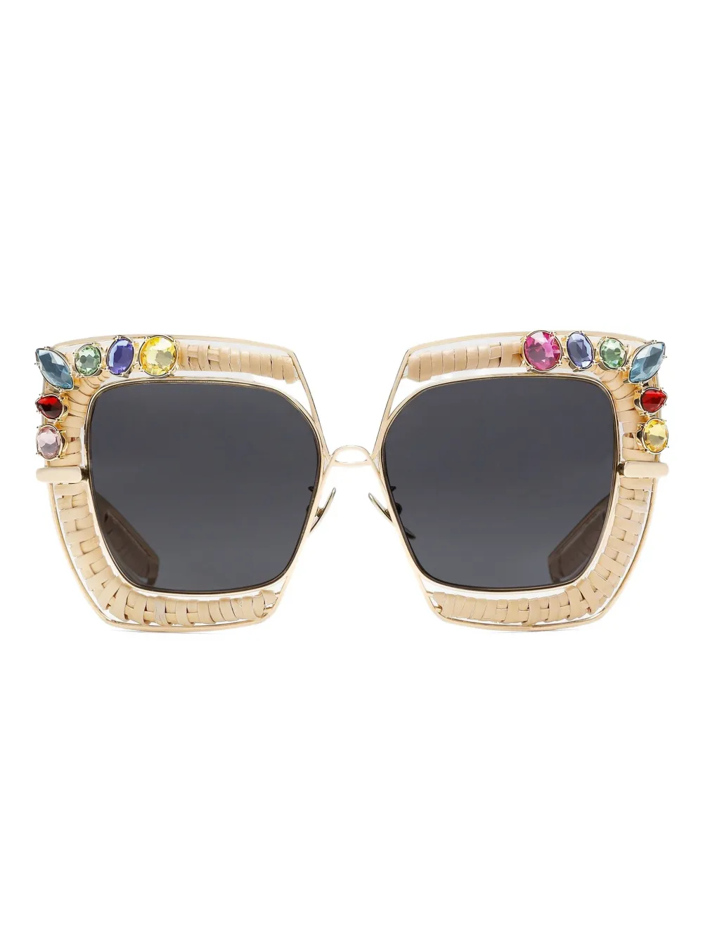 Dolce & Gabbana Eyewear Rafia Fiori embellished sunglasses Goud