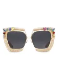 Dolce & Gabbana Eyewear Rafia Fiori embellished sunglasses - Gold