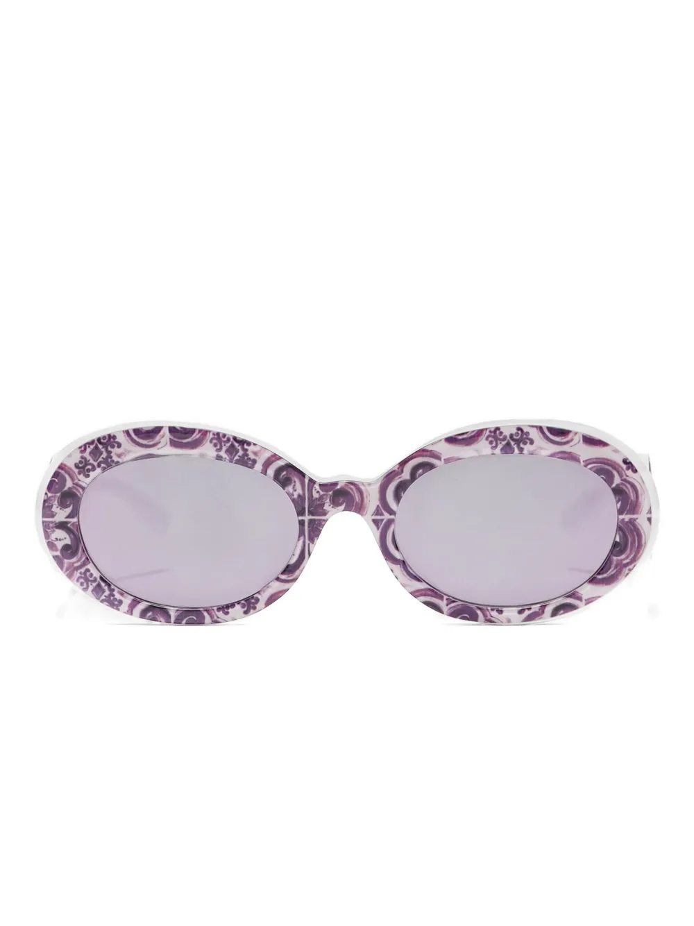 Dolce & Gabbana Kids' Maiolica Paisley-print Oval-frame Sunglasses In Multi