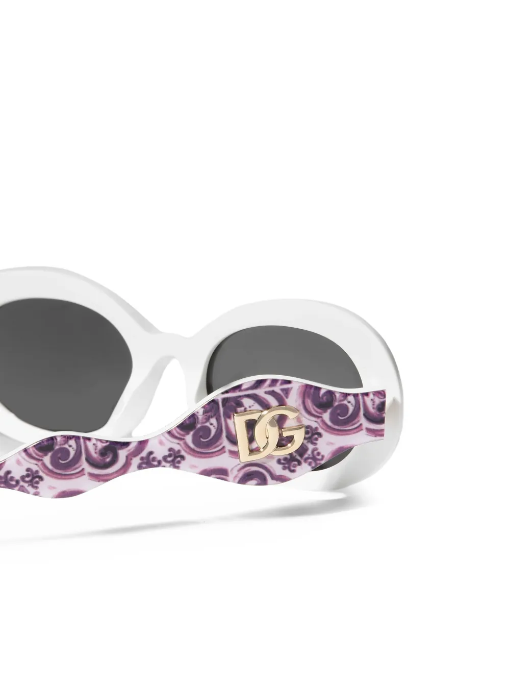 Dolce & Gabbana Kids Maiolica zonnebril met ovalen montuur en paisley-print Paars